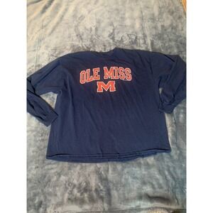 Ole Miss University Of Mississippi Long Sleeve Navy Shirt Mens Size Large NCAA